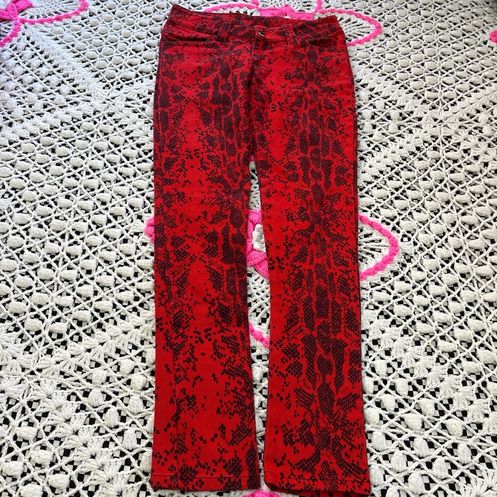 Vintage 1990’s Red Snake-Print Women's Pants